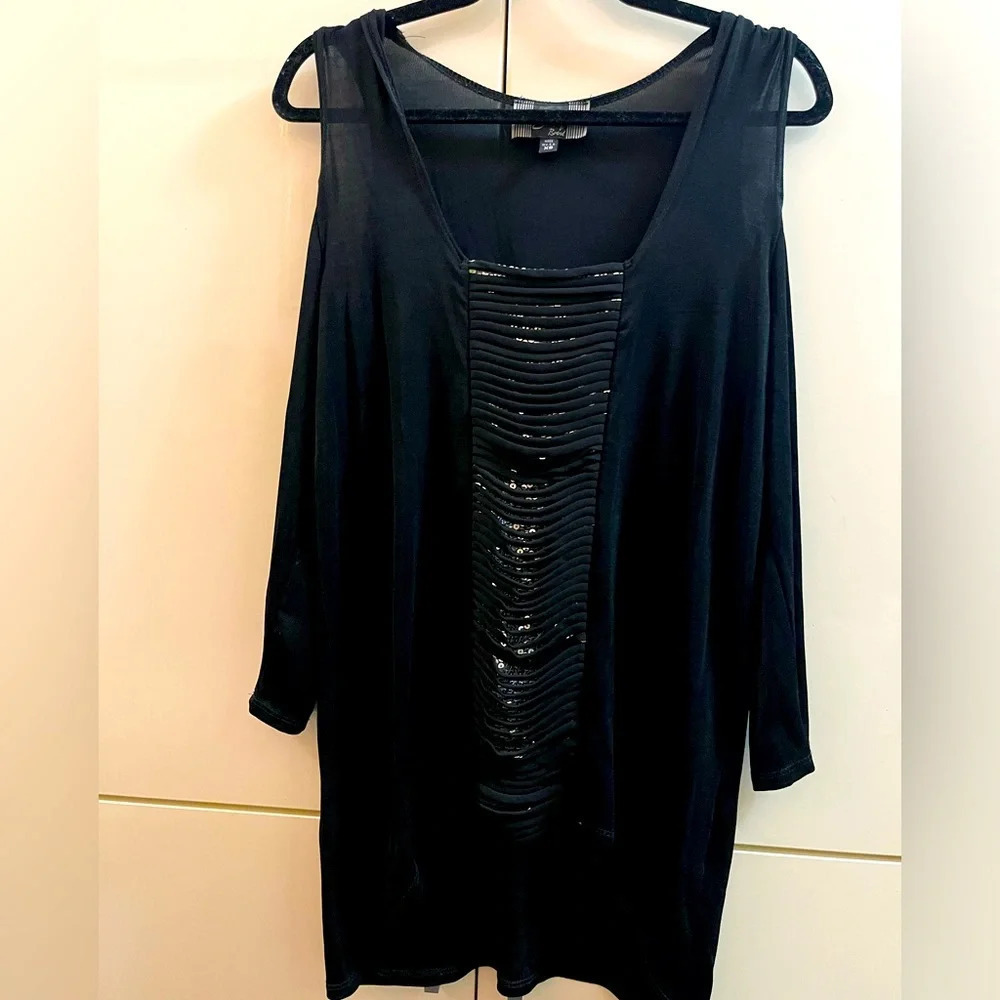 Slinky Brand Women's Black silver Sequin Top blouse Party sizes XS S/M